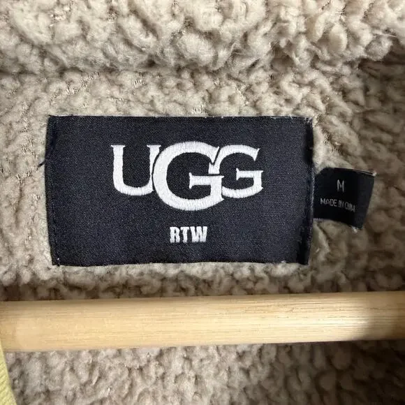 Ugg RTW Marlene Sherpa Tan Sandstone Faux Fur Full Zip Jacket Women's Medium - Picture 8 of 8